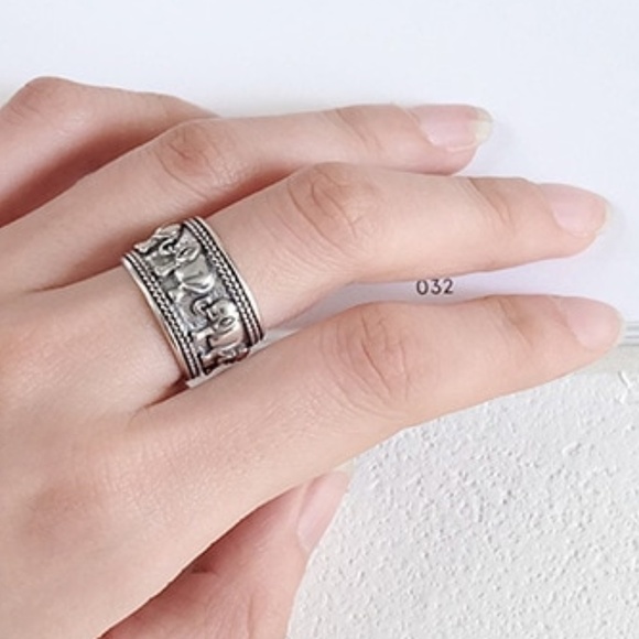 Silver Elephant Ring 925 Stamped Adjustable Wide - Picture 2 of 5